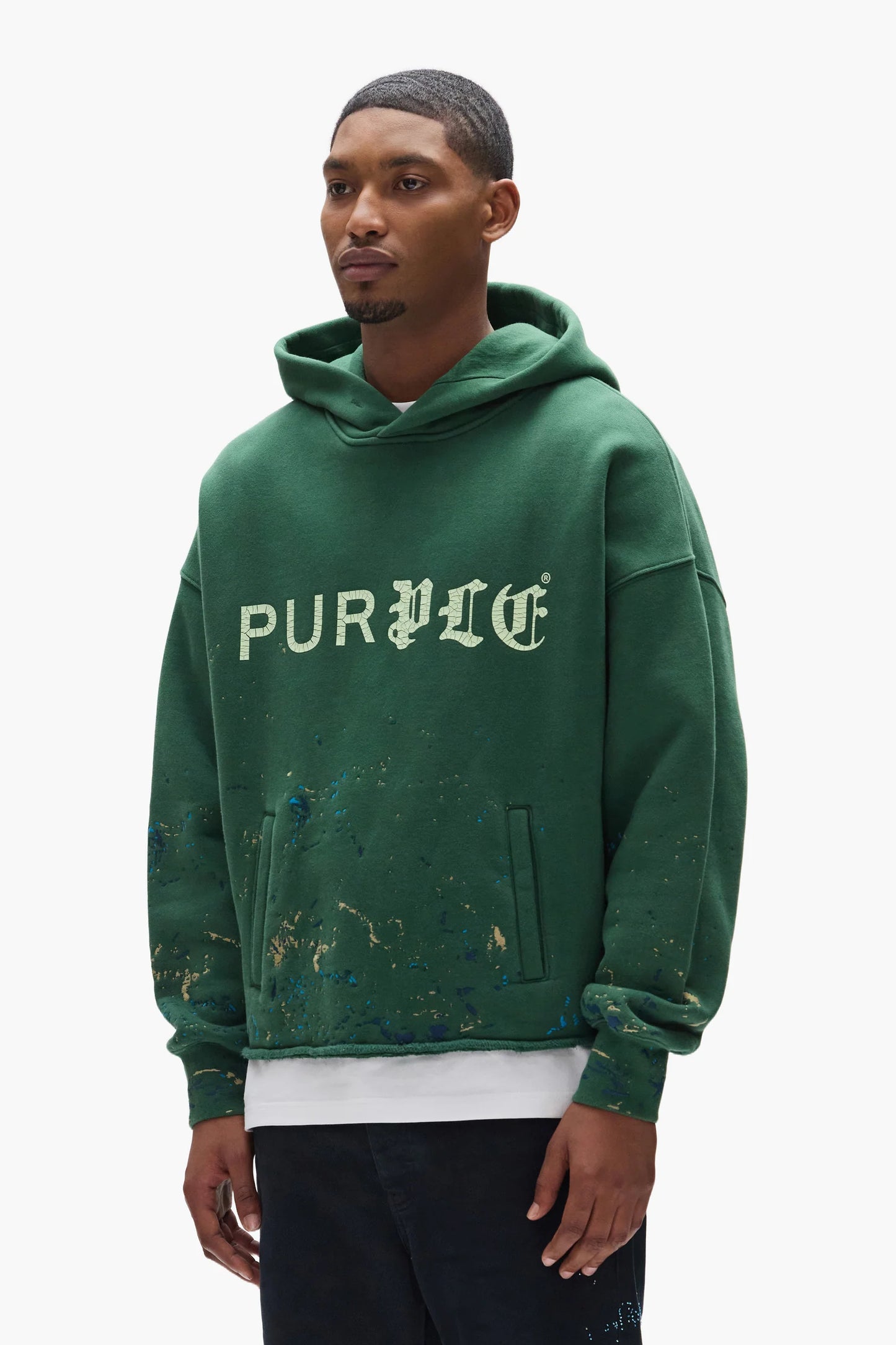 Purple Brand - Half & Half Hoodie -  Green - M4104-HFGH425