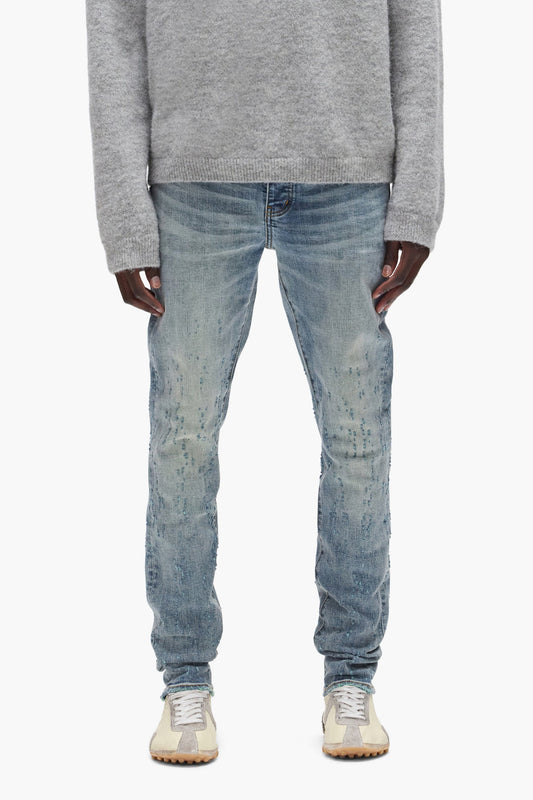 Purple Brand P001 Color Weft Buckshot - Mid Indigo - P001-CWBK425