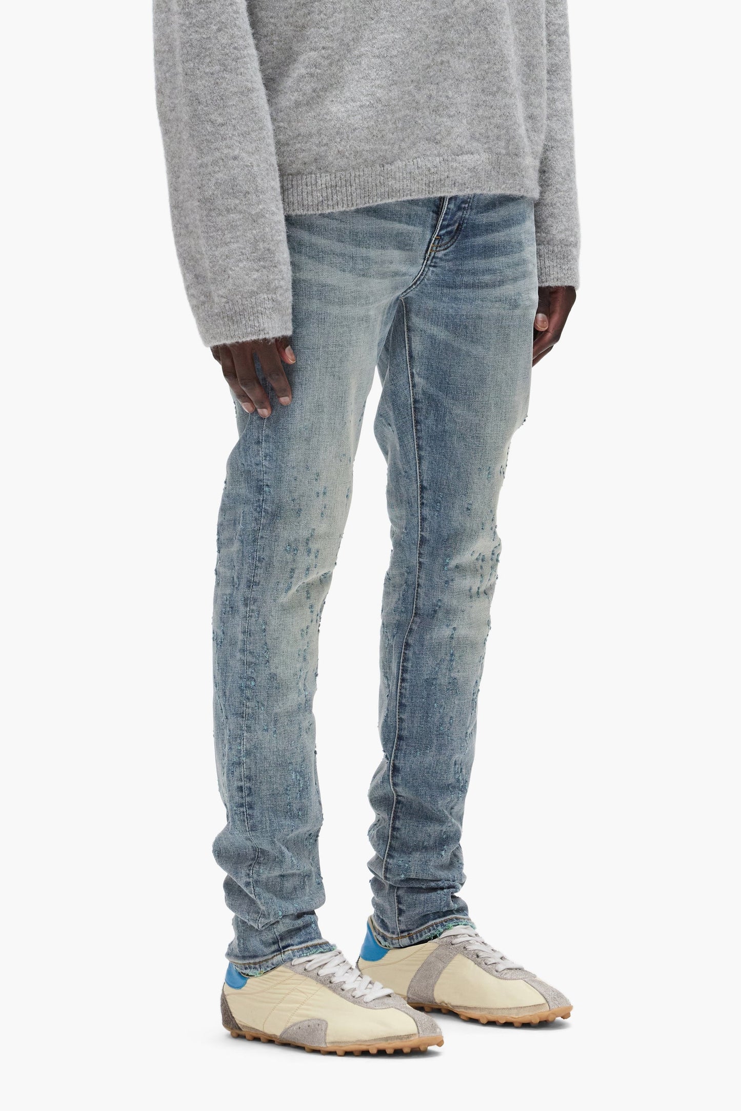 Purple Brand P001 Color Weft Buckshot - Mid Indigo - P001-CWBK425