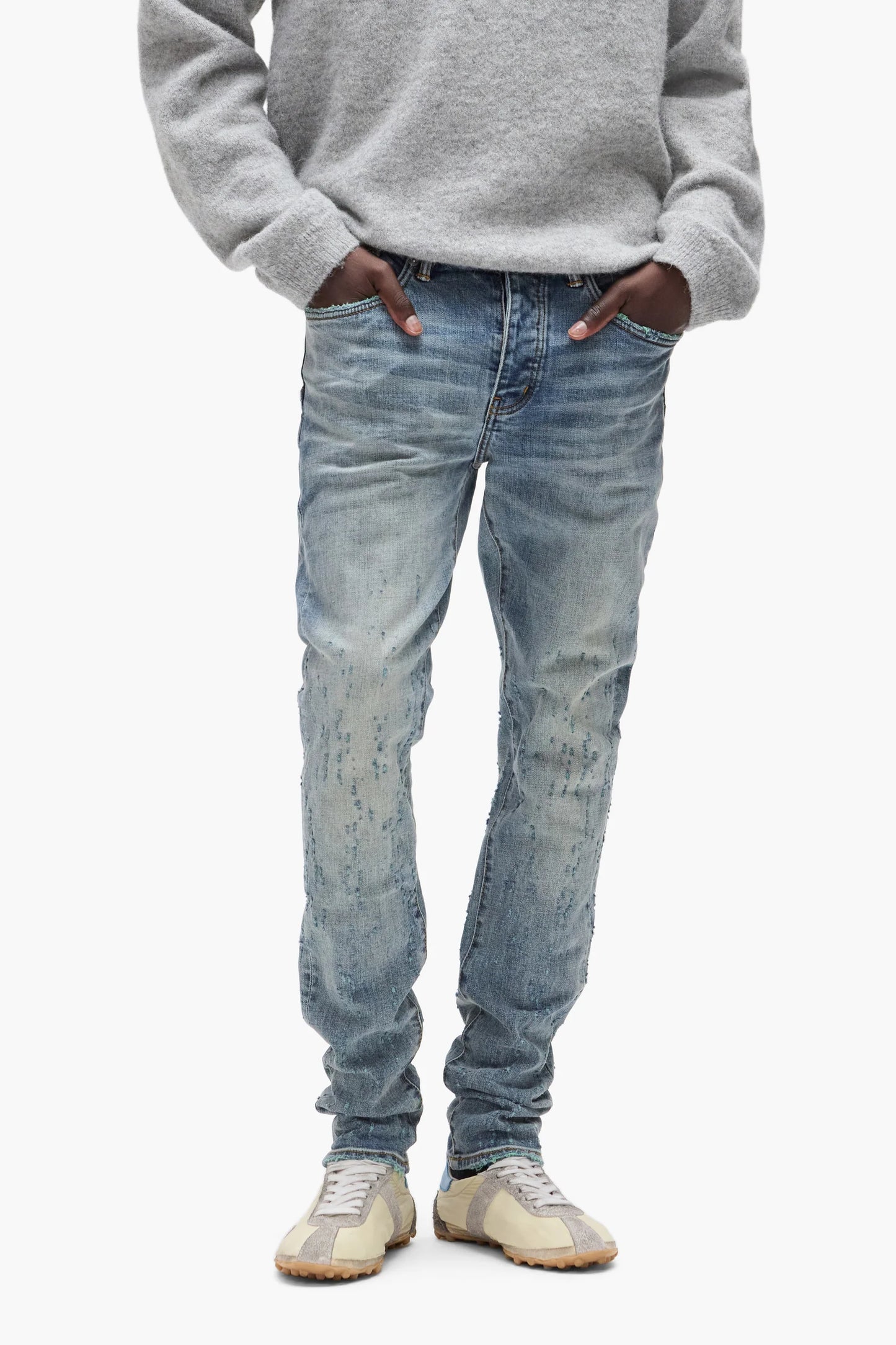 Purple Brand P001 Color Weft Buckshot - Mid Indigo - P001-CWBK425