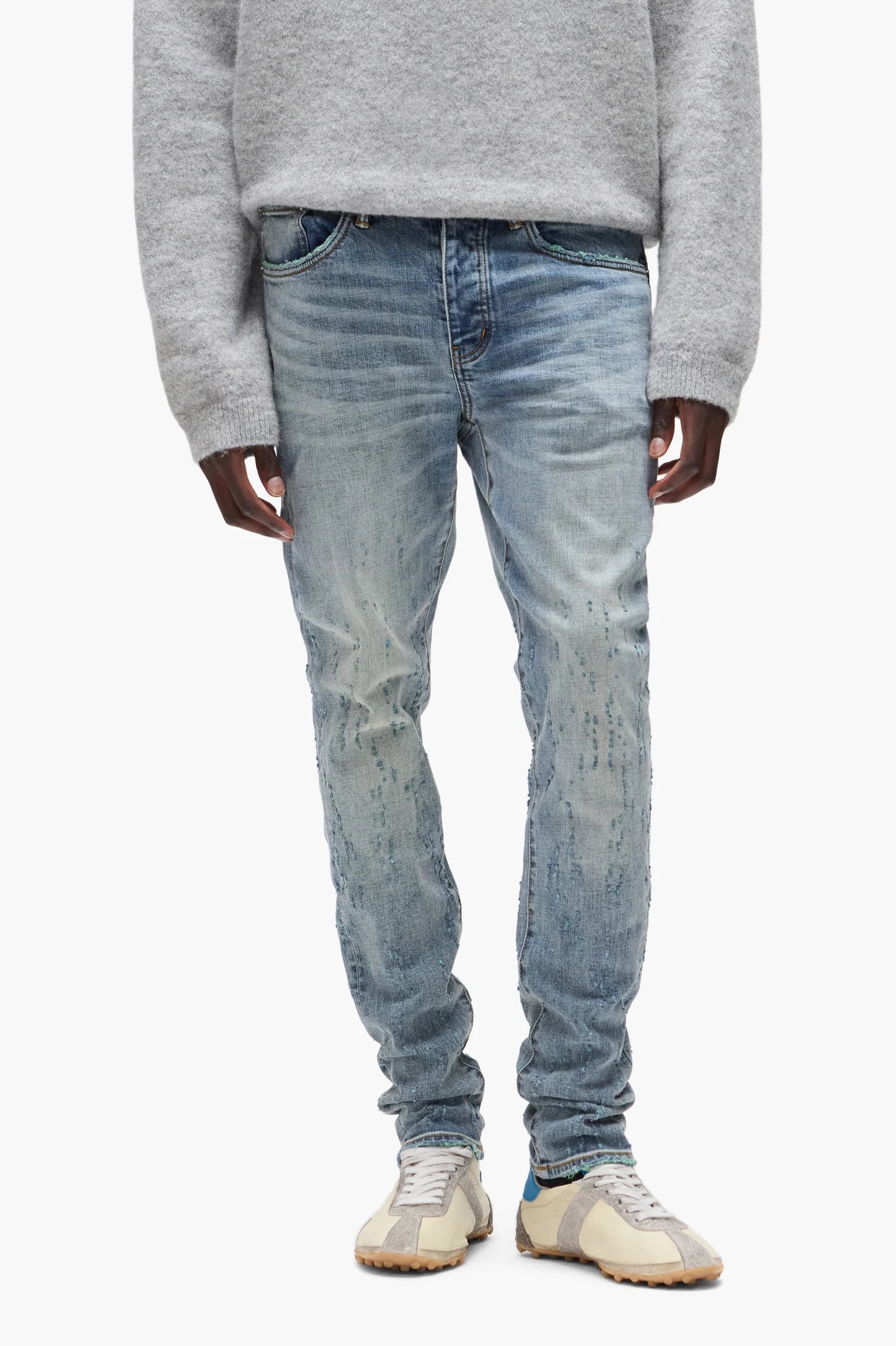 Purple Brand P001 Color Weft Buckshot - Mid Indigo - P001-CWBK425