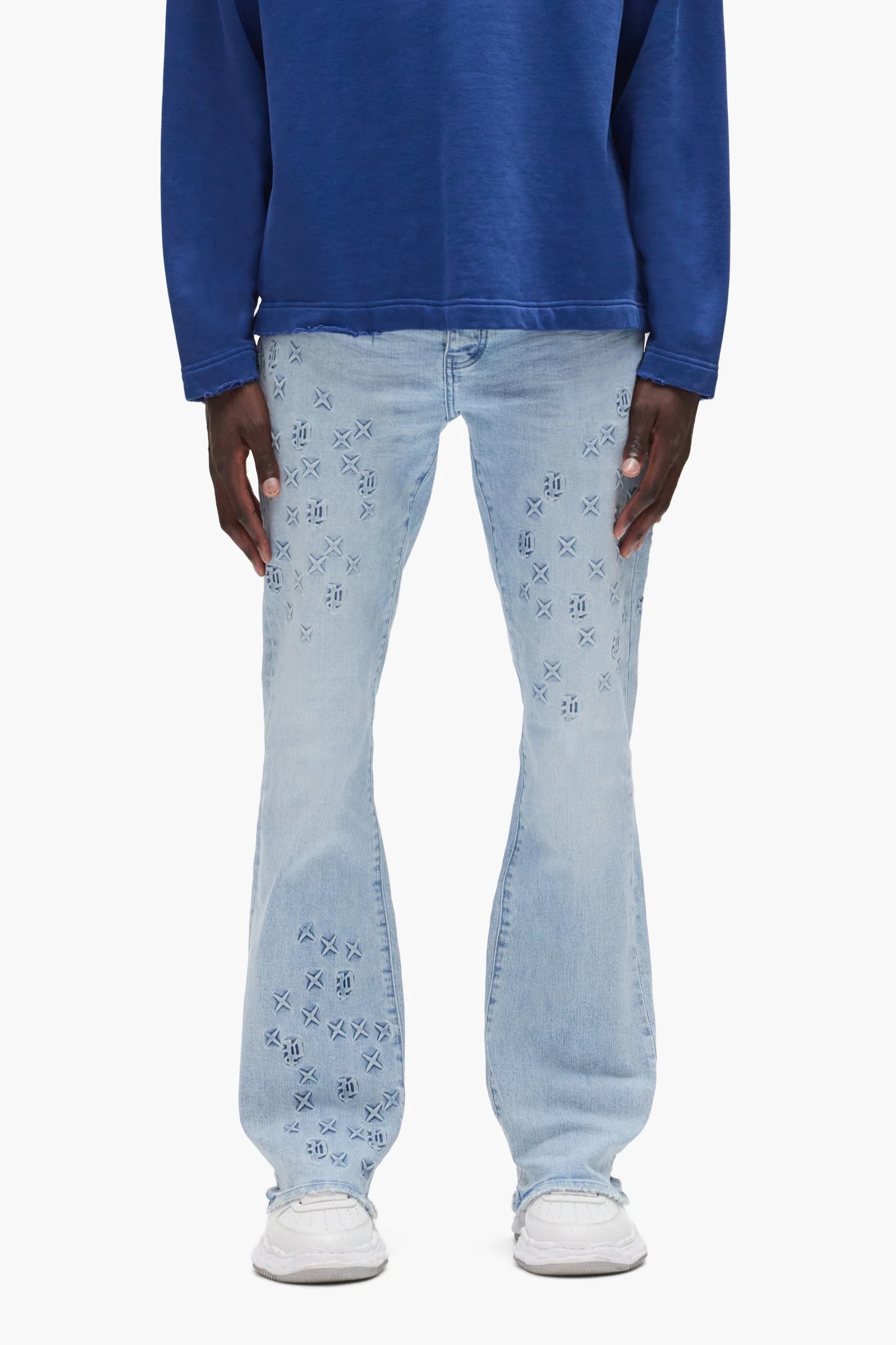 Purple Brand P004 Monogram Embossed -  Light Indigo -  P004-FOBL425