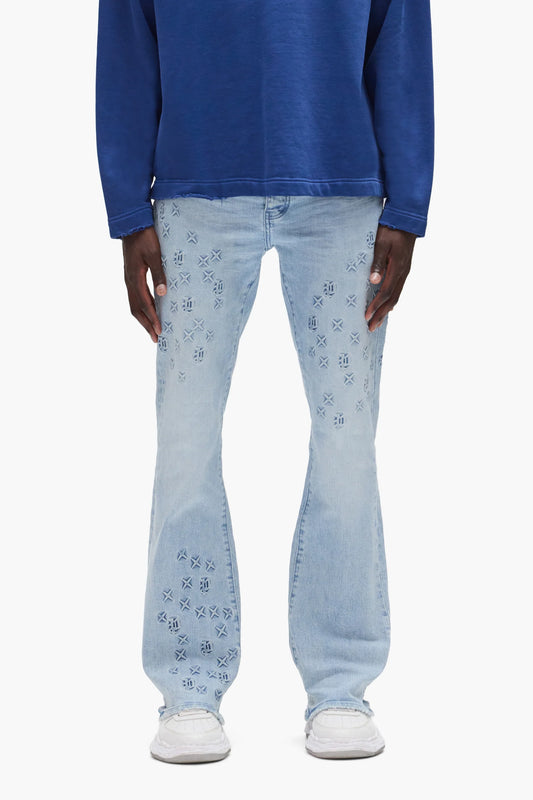 Purple Brand P004 Monogram Embossed -  Light Indigo -  P004-FOBL425