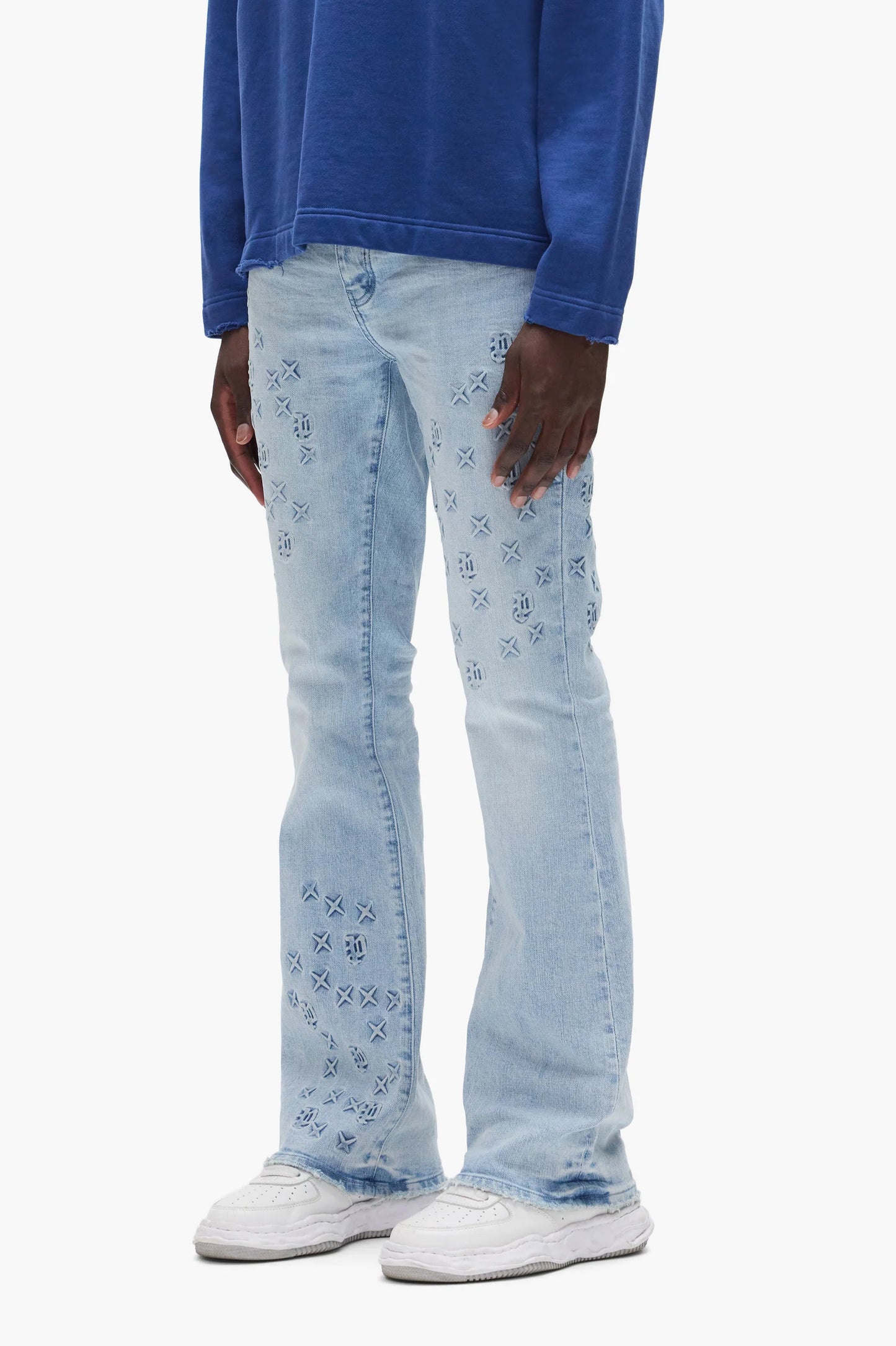 Purple Brand P004 Monogram Embossed -  Light Indigo -  P004-FOBL425