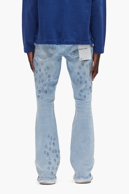 Purple Brand P004 Monogram Embossed -  Light Indigo -  P004-FOBL425