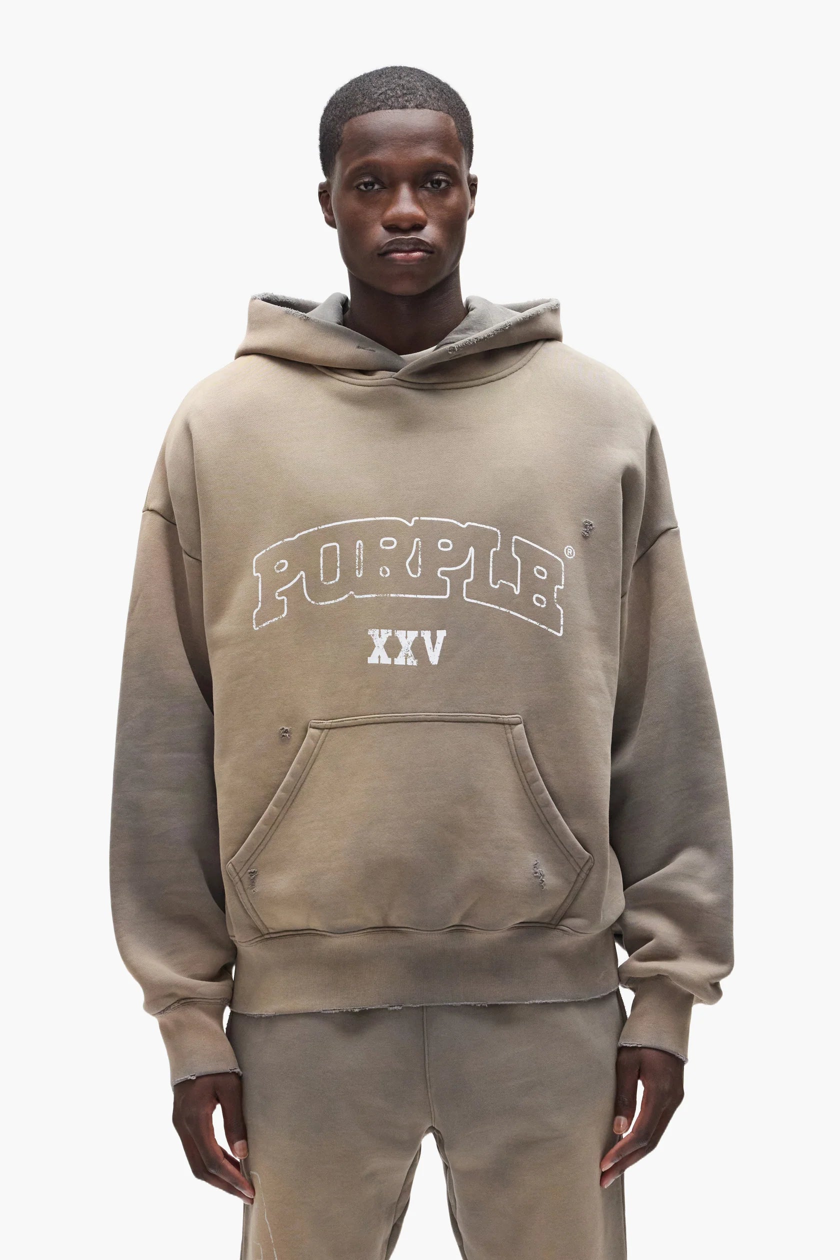 Purple Brand - Slab Outline Hoodie - Gray - P401-HFGS425 Purple Brand