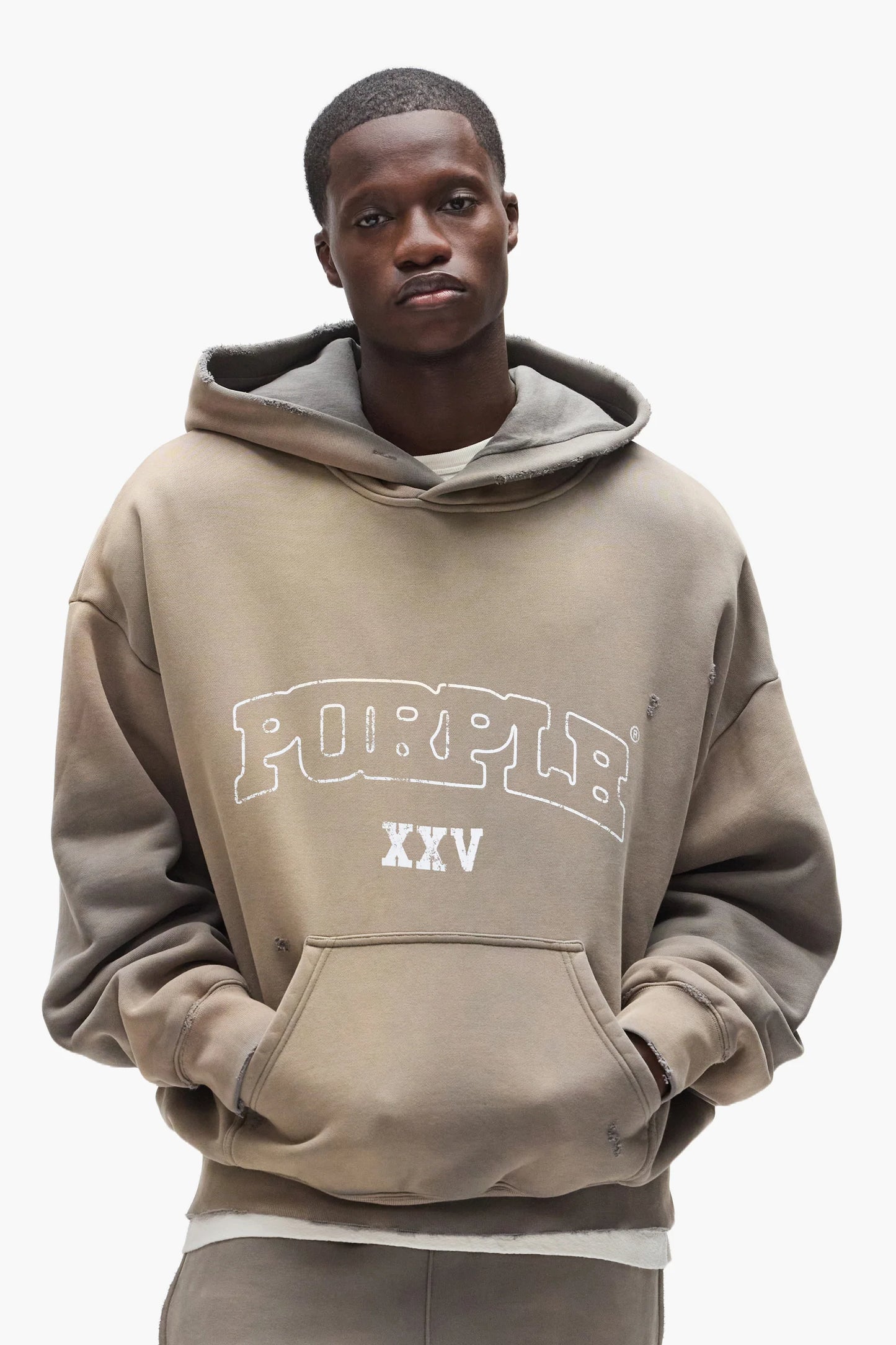 Purple Brand - Slab Outline Hoodie - Gray - P401-HFGS425 Purple Brand