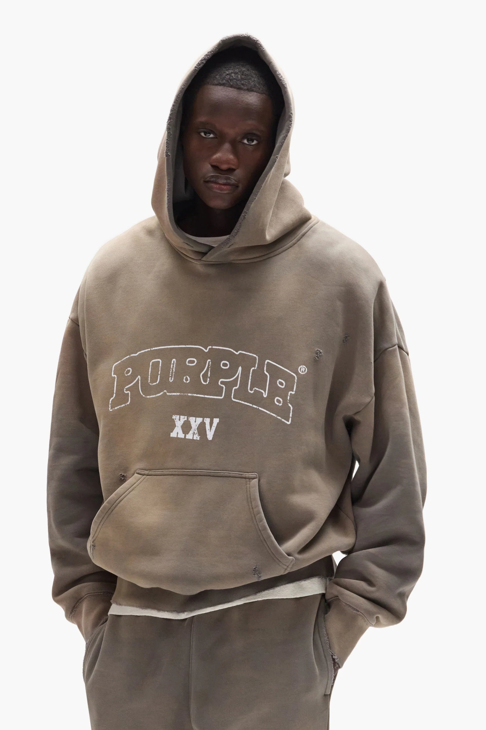 Purple Brand - Slab Outline Hoodie - Gray - P401-HFGS425 Purple Brand