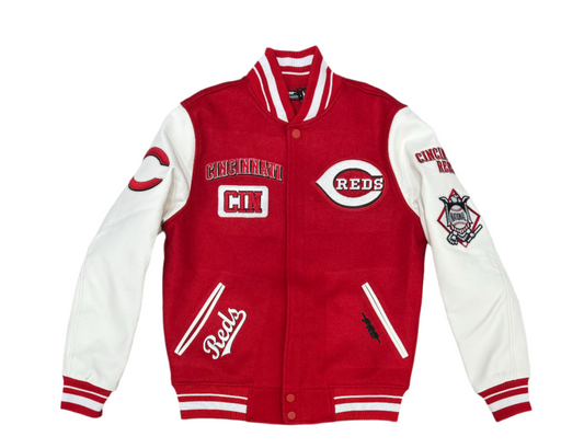 Pro Standard - Cincinnati Reds Area Code M Rib Wool Varsity Jacket - Red / White - BLVD