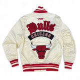 Pro Standard - Chicago Bulls Best Of Men's Rib Satin Jacket - Eggshell / Red Pro Standard