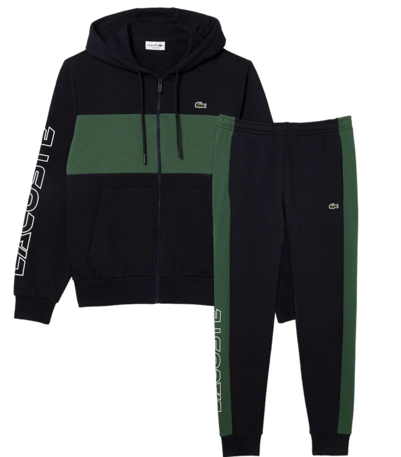 Lacoste Men's Colorblock Zip-Up Hoodie & Sweatpants Set - Navy Blue Green MI7 - BLVD