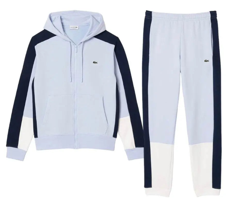 Lacoste Men's Colorblock Zip-Up Hoodie & Jogger Set - Light Blue Navy Blue White IHI - BLVD