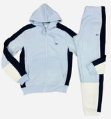 Lacoste Men's Colorblock Zip-Up Hoodie & Jogger Set - Light Blue Navy Blue White IHI