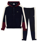 Lacoste Men's Colorblock Zip-Up Hoodie & Jogger Set - Navy Maroon White PIG - BLVD