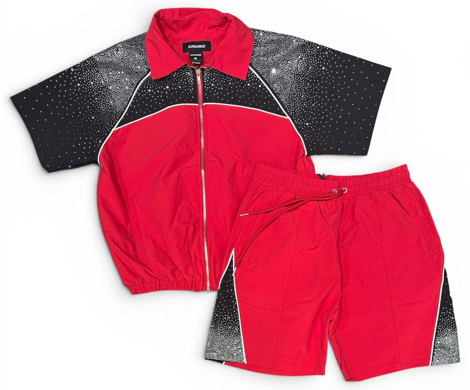 Kindred - Rhinestone Nylon Shirt Short Set