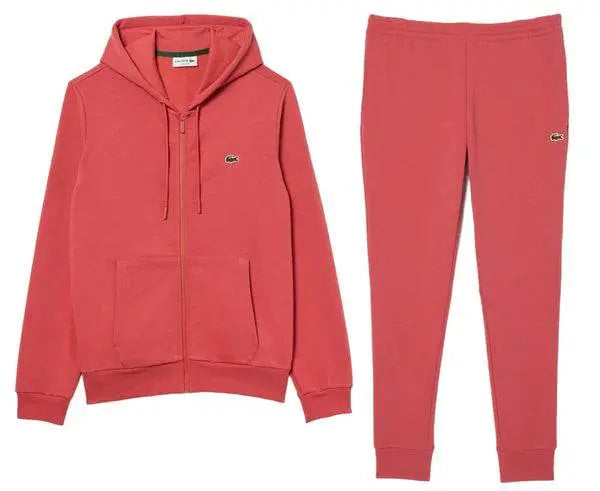 Lacoste Men's Fleece Zip-Up Hoodie & Tapered Fit Sweatpants Set - Sierra Red ZV9 - BLVD