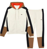 Lacoste Men's Colorblock Zip-Up Hoodie & Jogger Set - White Brown Navy RI2 - BLVD