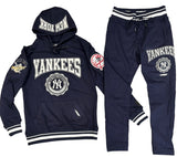 Pro Standard - New York Yankees Crest Emblem Rib Flc Po Hoodie & Sweatpant Set - Midnight Navy