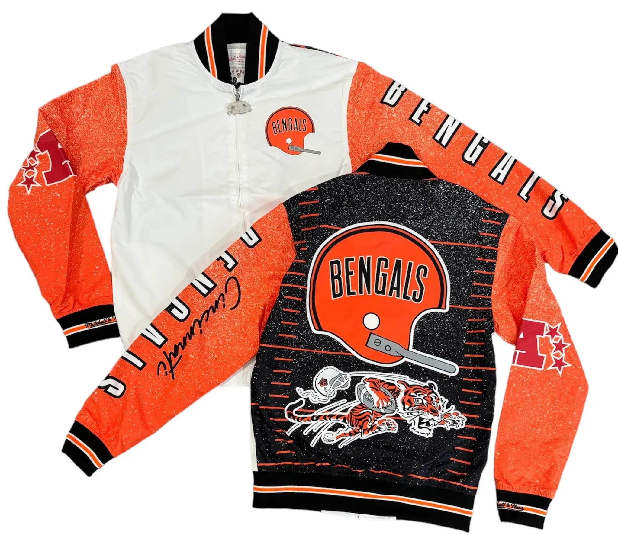 Mitchell & Ness Burst Warm Up Jacket Cincinnati Bengals - White Orange Black - BLVD