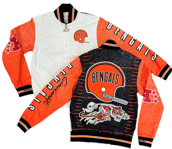 Mitchell & Ness Burst Warm Up Jacket Cincinnati Bengals - White Orange Black