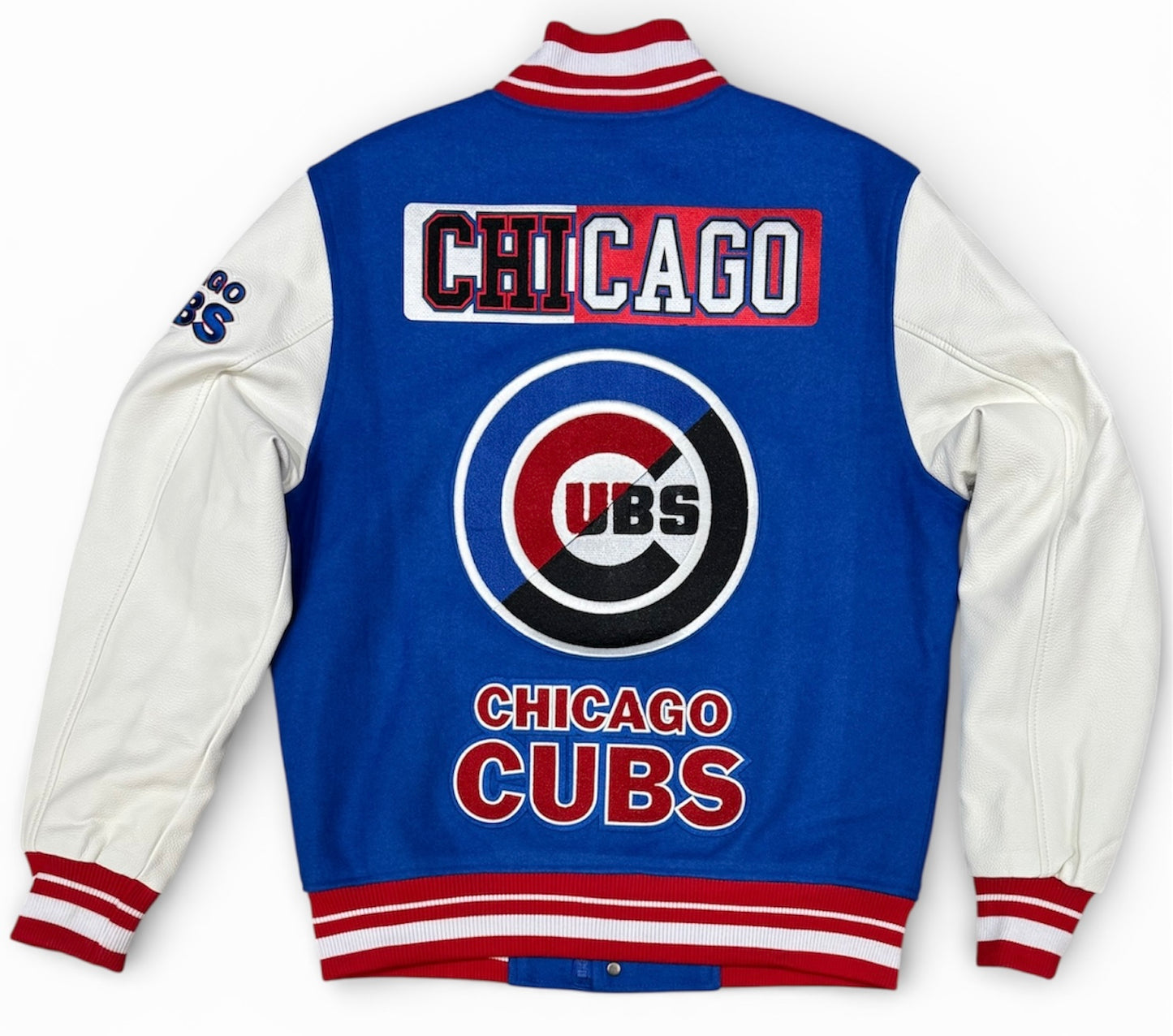 Pro Standard - Chicago Cubs Split Logo M Rib Wool Varsity Jacket - Royal Blue / Red