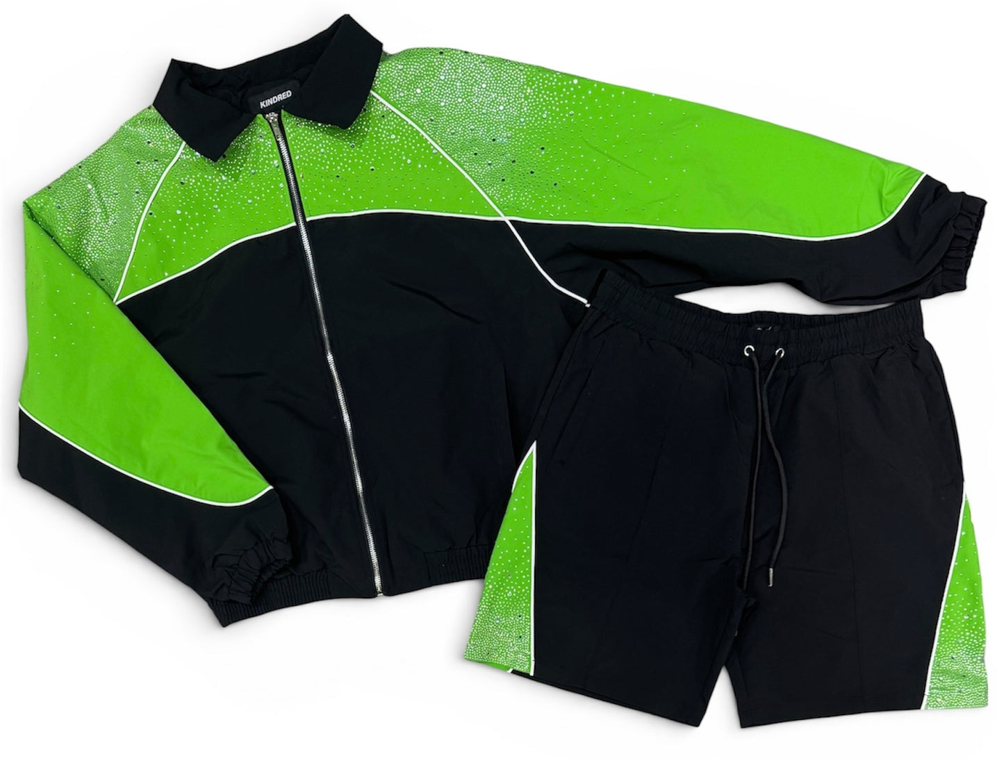 Kindred - Rhinestone Nylon Jacket & Short Set