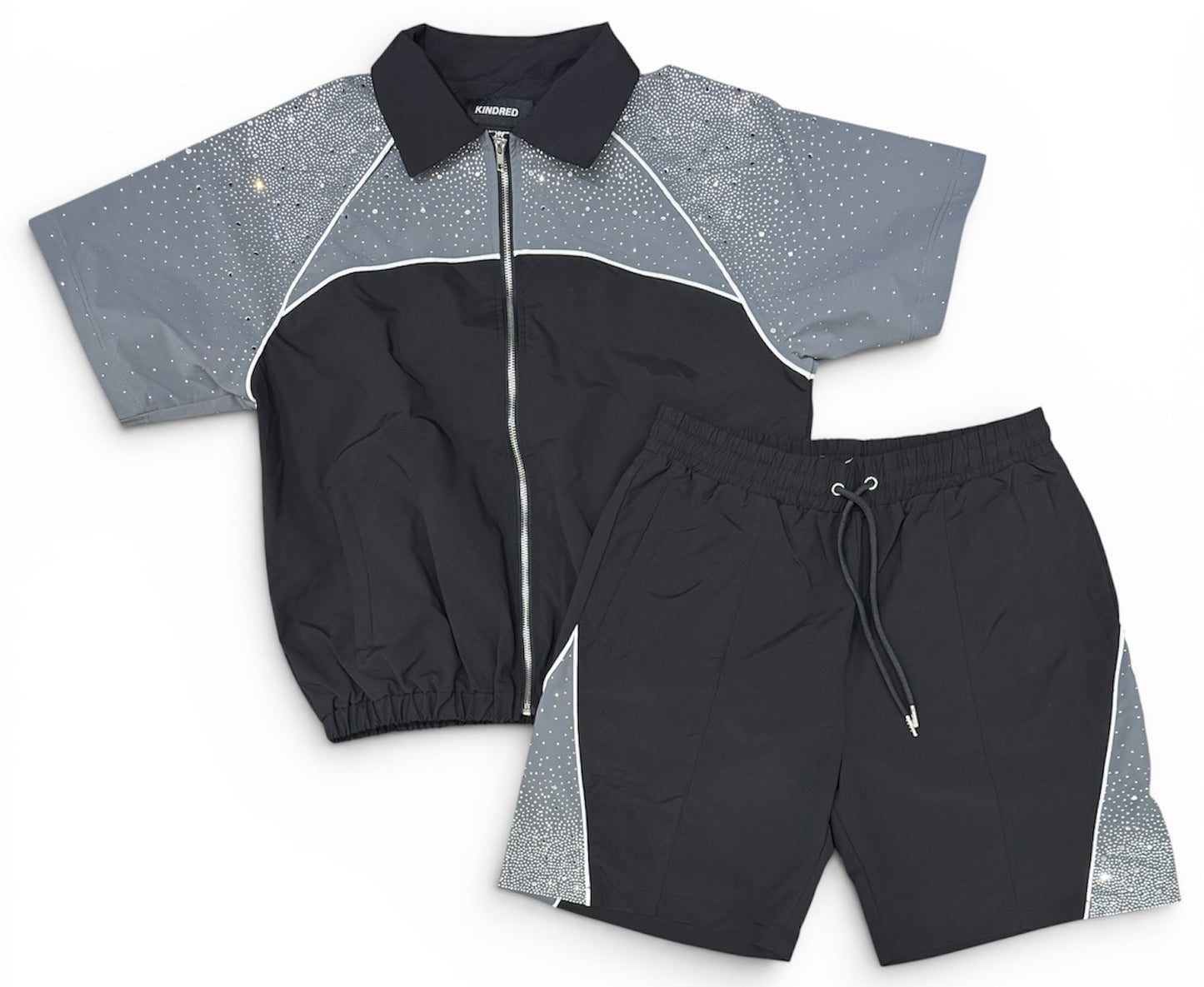 Kindred - Rhinestone Nylon Shirt Short Set