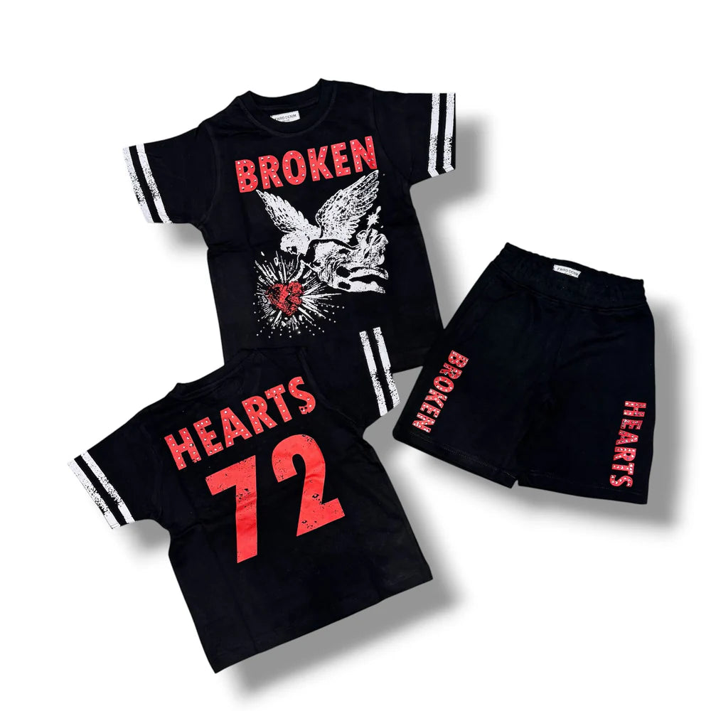 Fwrd - Kids Broken Heart Black Short Set