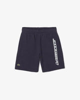 Lacoste Kids' Organic Cotton Contrast Branding Shorts - Blue KXE - BLVD