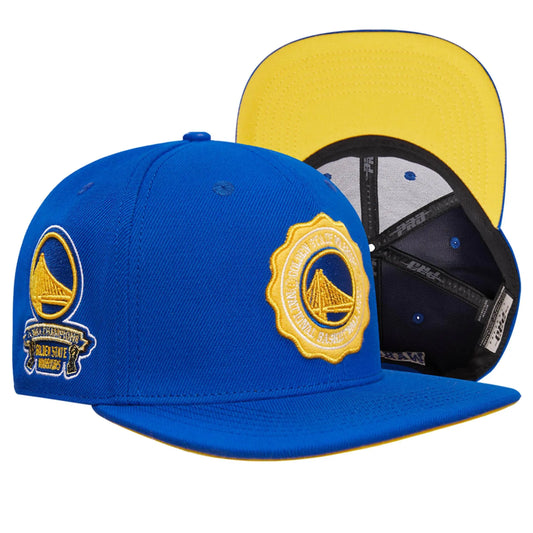 Pro Standard - Golden State Warriors Crest Emblem Wool Snapback Hat - Royal Blue Yellow - BLVD
