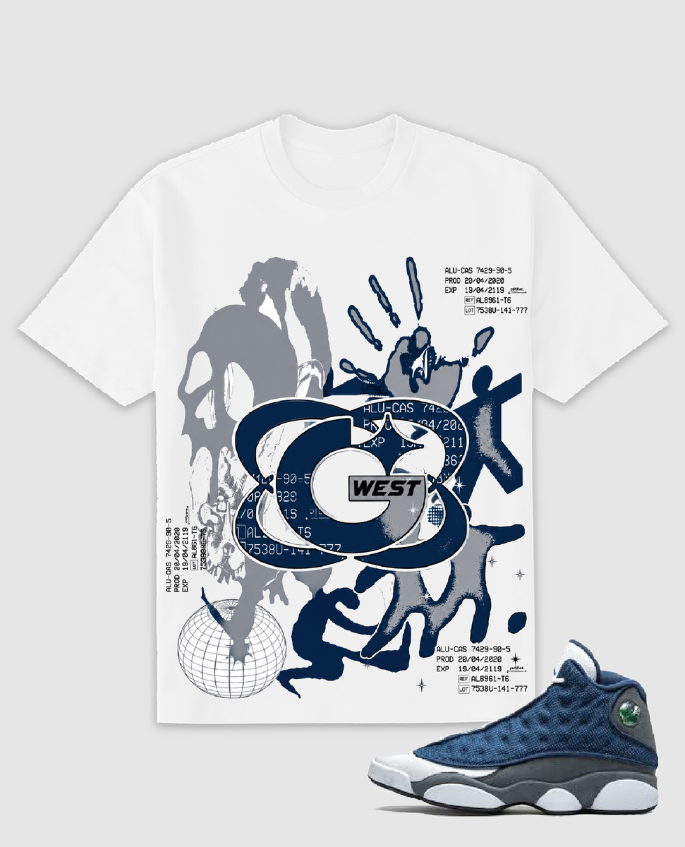 Gwest - Cyber Wave Tee - White Navy
