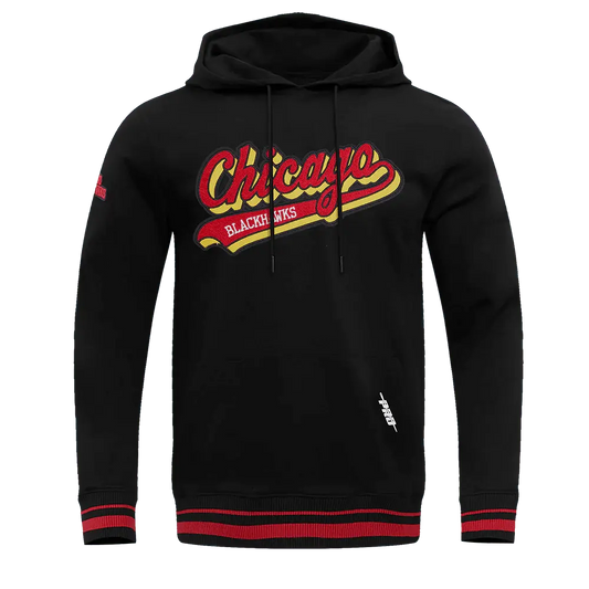 Pro Standard - Chicago Blackhawks Script Tail Rib Flc Po Hoodie - Black Red - BLVD