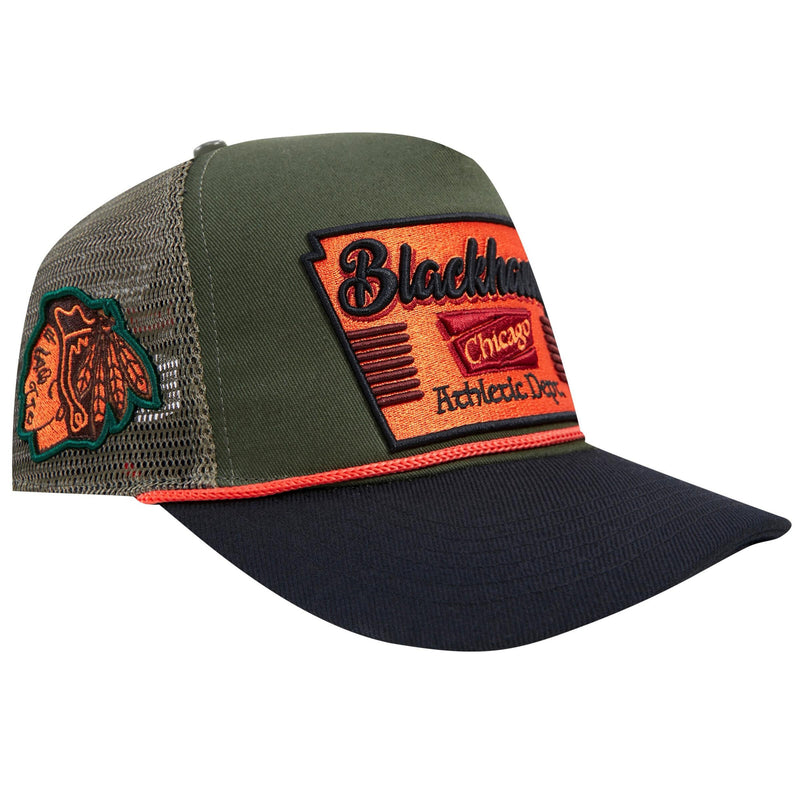 Pro Standard - Chicago Blackhawks Trucker Hat - Olive / Orange / Black
