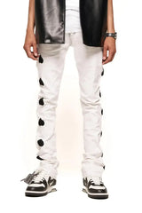 Pheelings "Heart Break Of Success" Flare Stack Denim -  White / Black - BLVD