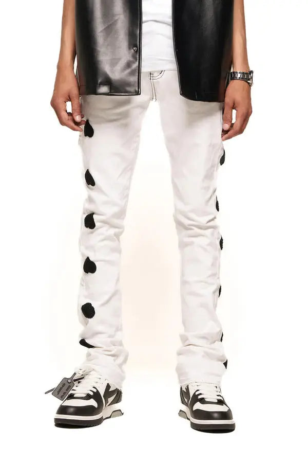Pheelings "Heart Break Of Success" Flare Stack Denim -  White / Black - BLVD