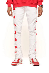 Pheelings "Heart Break Of Success" Flare Stack Denim -  White / Red - BLVD