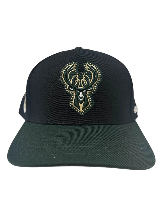 Pro Standard - Nba Milwaukee Bucks Diy Pick Stitch Pinch Front Snapback Hat - Black / Green - BLVD