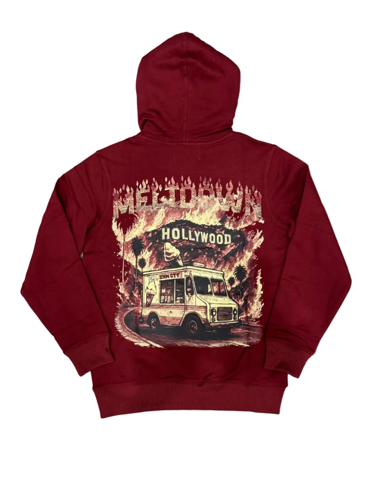 Denim City - Meltdown On Sunset Stone Hoodie - Burgundy