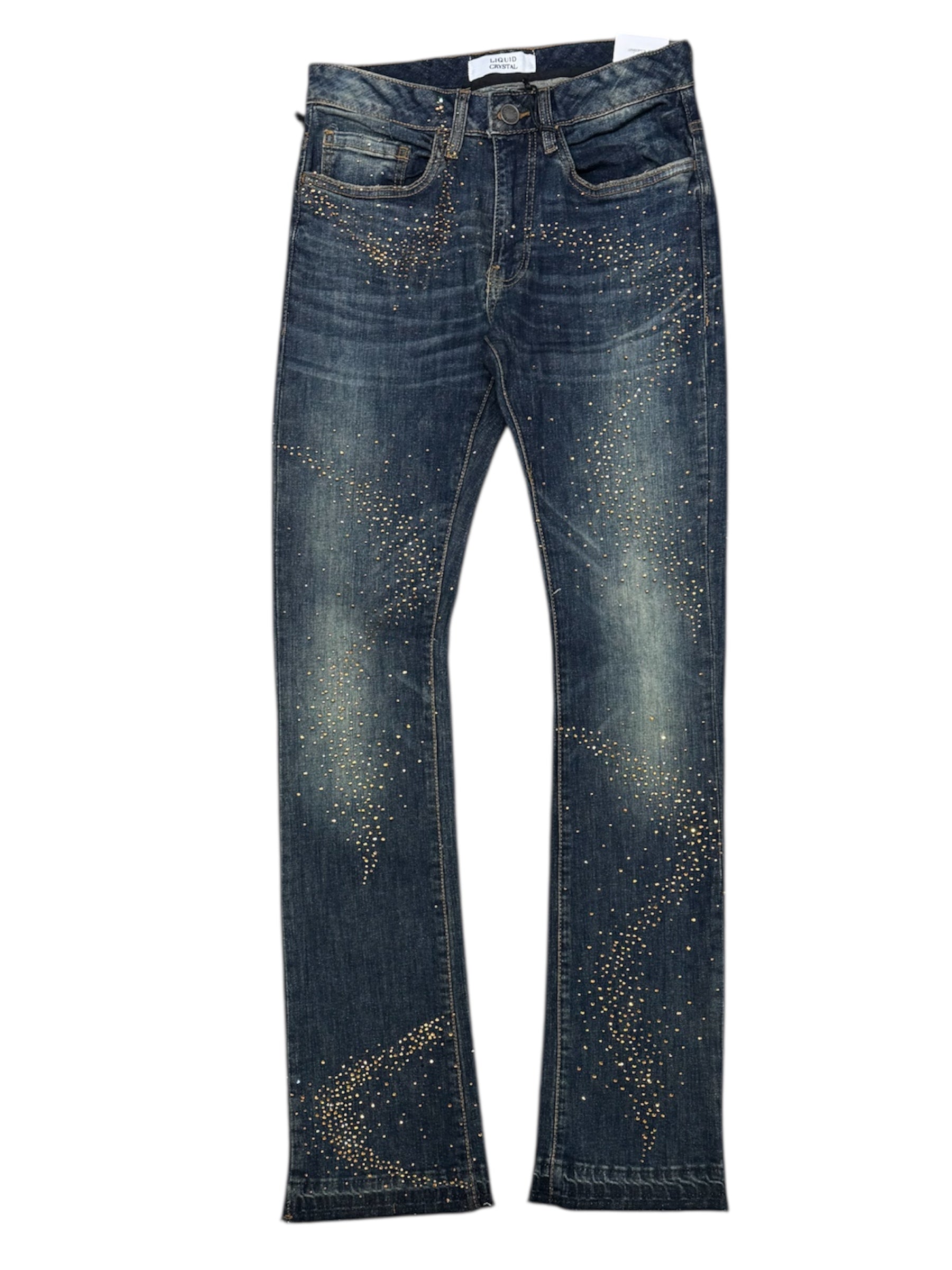 Liquid Crystal - Men Small & Big Crystal Stacked Jeans - Vintage JTF2316 Liquid Crystal