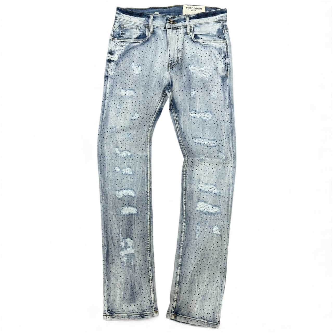 Fwrd Denim - Men Crystalized Jeans - Ice Blue / Royal Blue FWRD