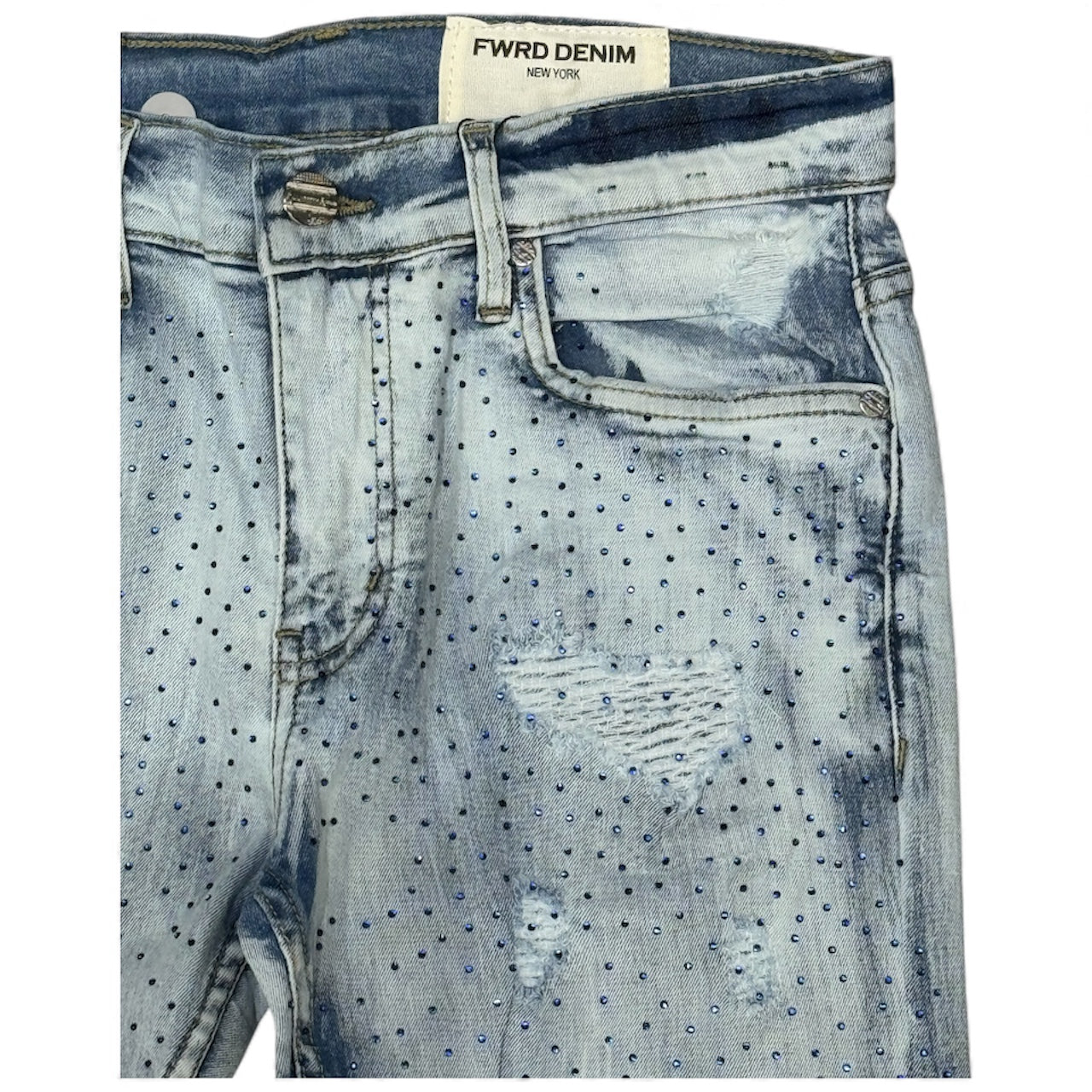 Fwrd Denim - Men Crystalized Jeans - Ice Blue / Royal Blue FWRD