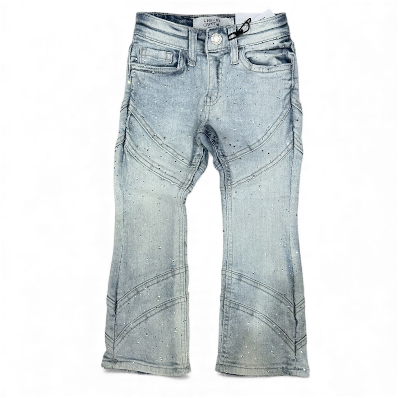 Liquid Crystal - Kids Crystal Stacked Jeans - Ice White JTF2333KB