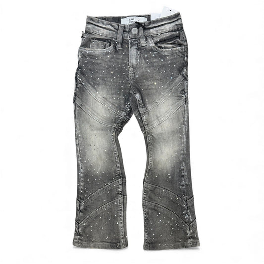 Liquid Crystal - Kids Crystal Stacked Jeans - Smoked Grey JTF2333KB