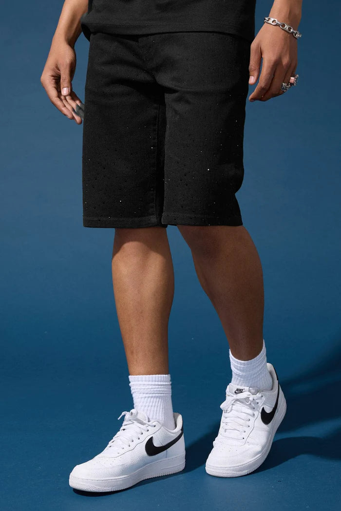 Jordan Craig - OG - Radiant Denim Shorts W Rhinestone - Black