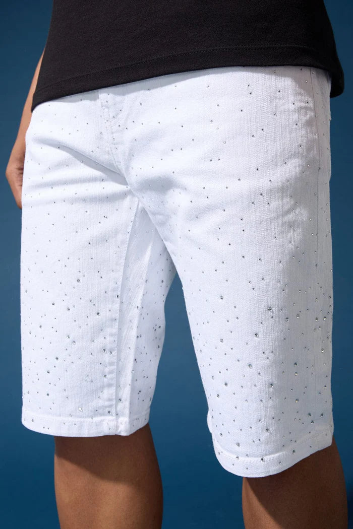 Jordan Craig - OG - Radiant Denim Shorts W Rhinestone - White