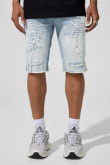 Jordan Craig - Rip And Repair Denim Shorts - Sky Blue