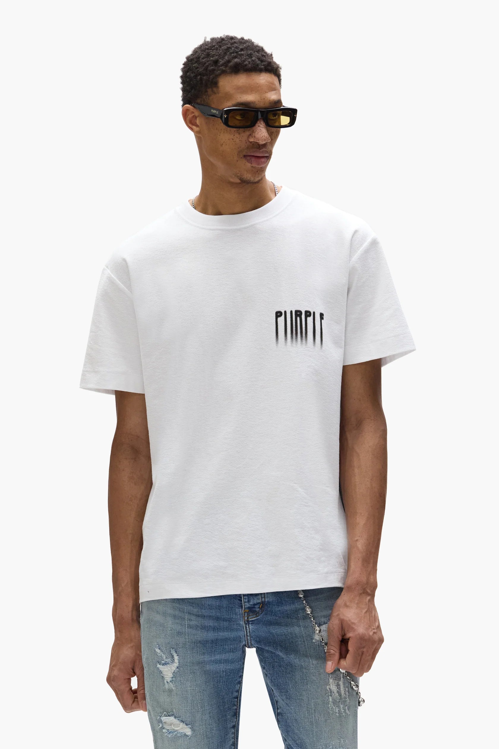 Purple Brand Blurred Tee - White - P104-TBWB325 Purple Brand