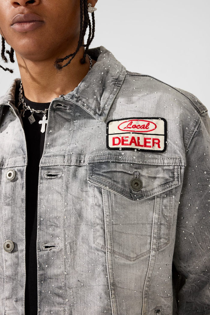 Jordan Craig - Local Dealer Trucker Jacket W Rhinestones - Cement Wash