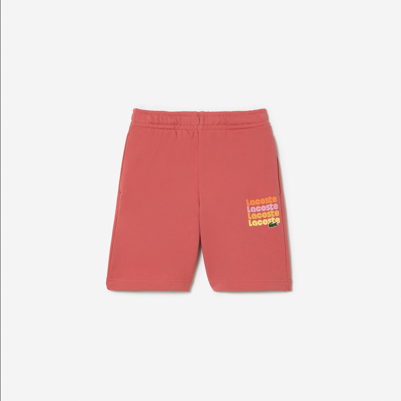 Lacoste Kids' Contrast Print Cotton Jersey T-Shirt & Shorts Set - Pink ZV9