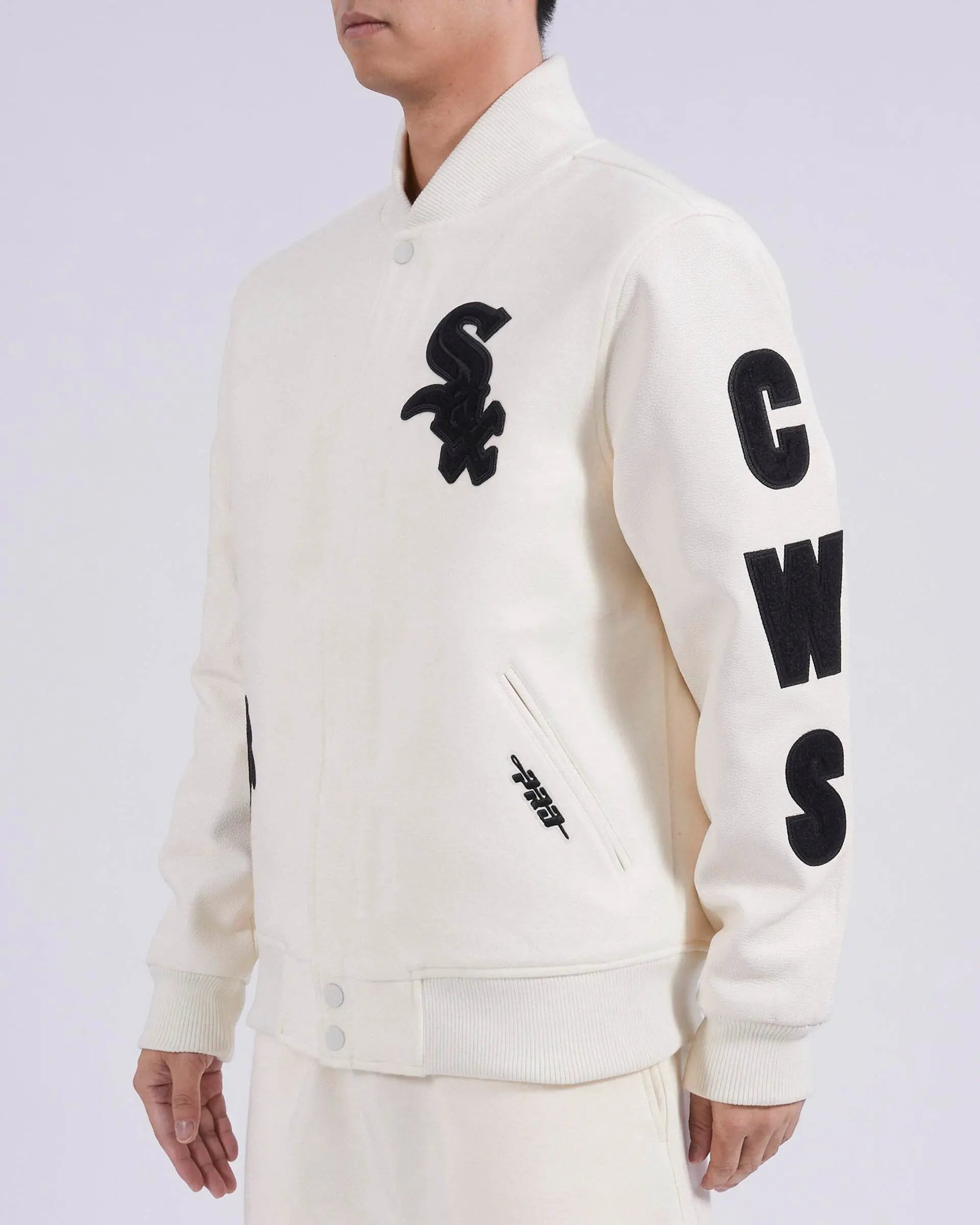 Pro Standard - Chicago White Sox Triple Tonal Varsity Jacket - Eggshell / Black - BLVD